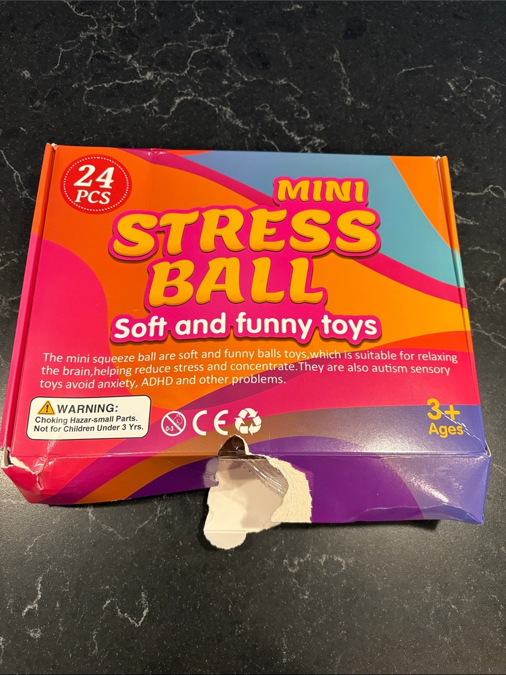 New! Box opened. Mini Stress Ball 24-Pack - Soft and Funny Toys (Multicolor)